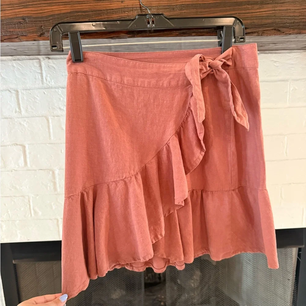 Free People Rust Ruffle Wrap Mini Skirt - Picture 3 of 6
